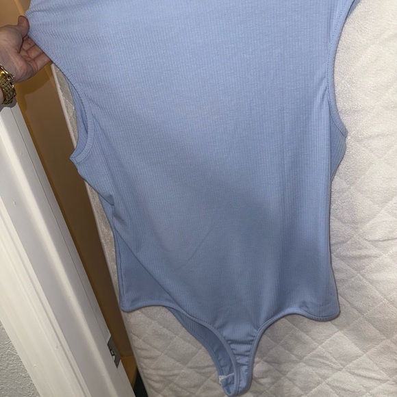 Lulu's Light Blue Ribbed Bodysuit - Picture 3 of 4